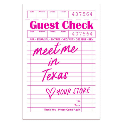Guest Check Sticker Decal, Custom Sticker: Pink on Pink