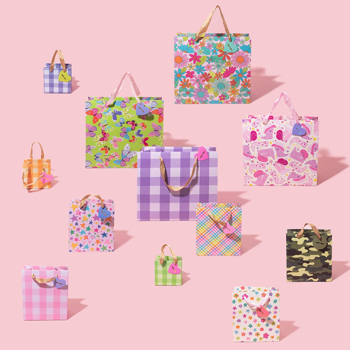 Gift Bags - Pink Gingham: Medium