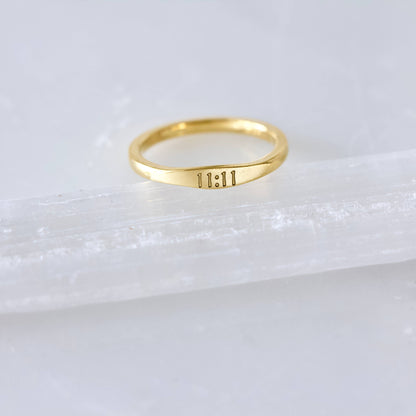 Angel Number 11:11 Stamped Ring - Waterproof