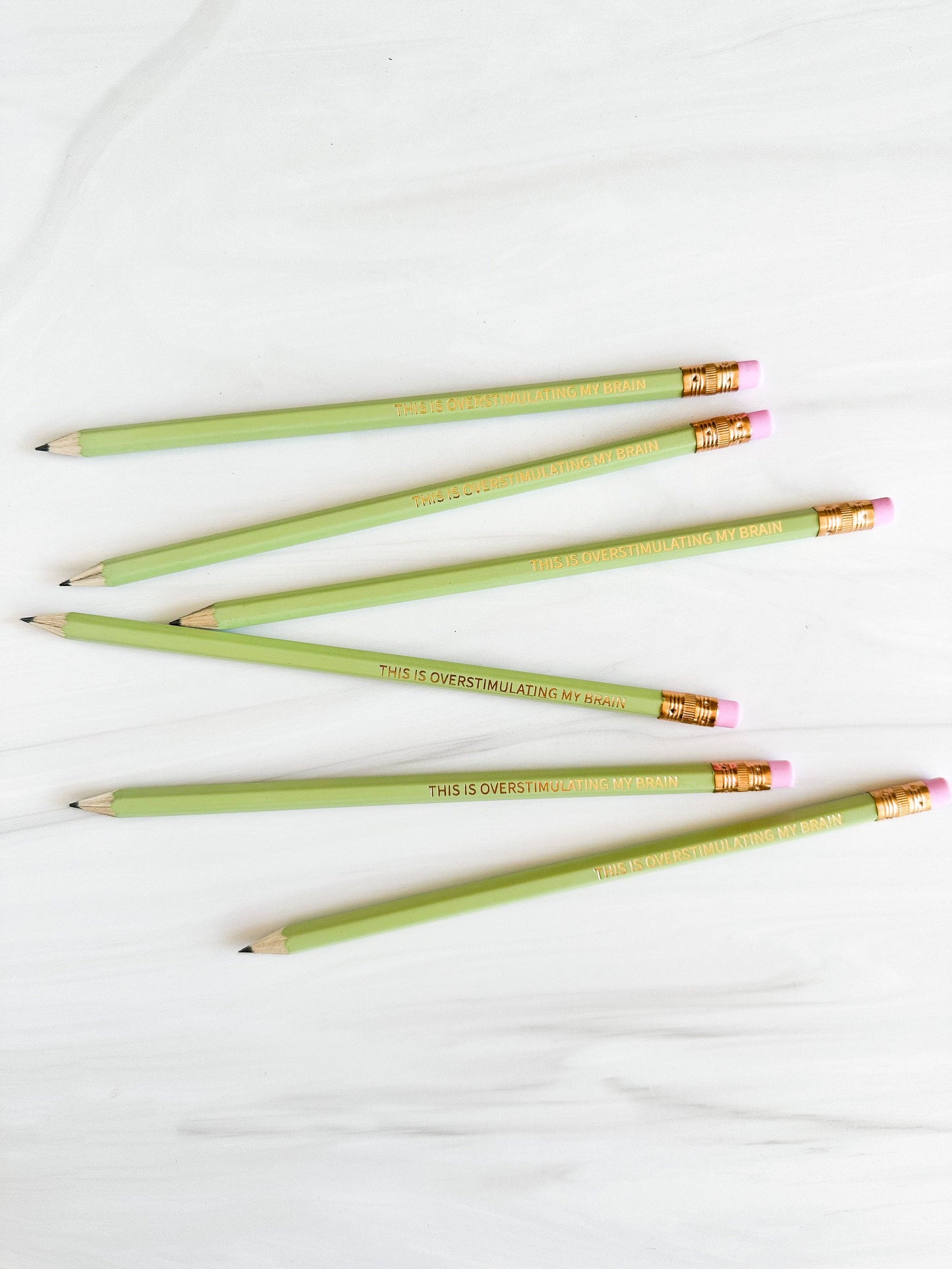 Set of 6 'This is Overstimulating my Brain' Hex Pencils