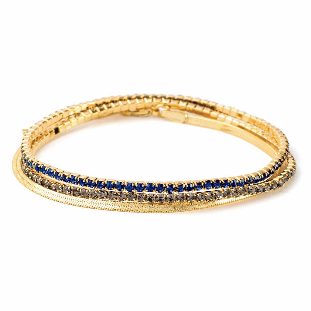 Sparkle & Shine Rhinestone Bracelet Trio - Montana Blue/Gold