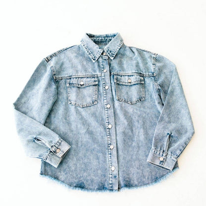 Blue Raw Hem Denim Jean Jacket- Adult