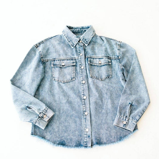 Raw Hem Denim Jean Jacket- Kids