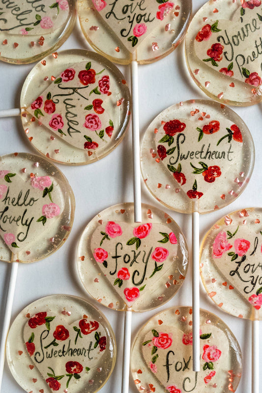 Wafer Paper Painted Hearts Lollipops