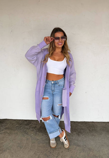 SPRING DESI SWEATSHIRT CARDIGAN: LAVENDER