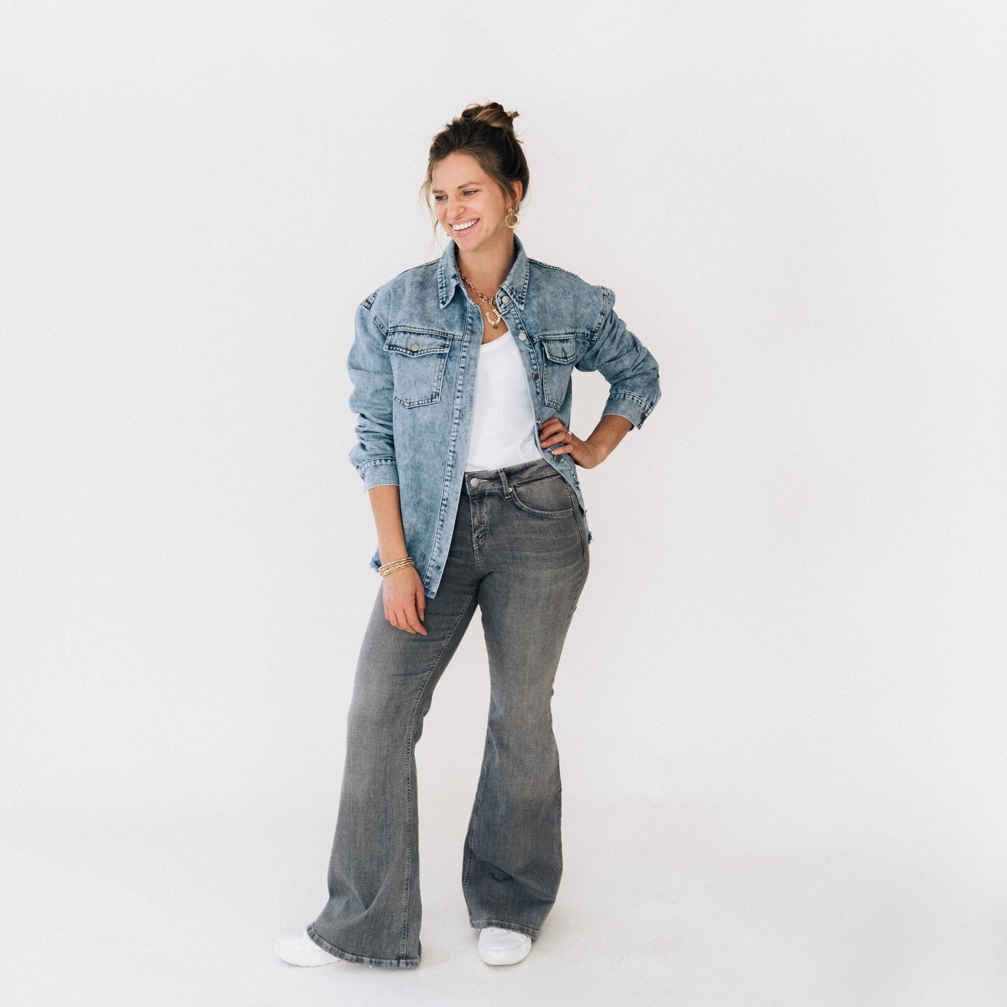 Blue Raw Hem Denim Jean Jacket- Adult