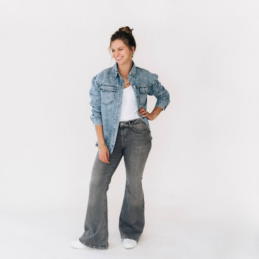 Blue Raw Hem Denim Jean Jacket- Adult