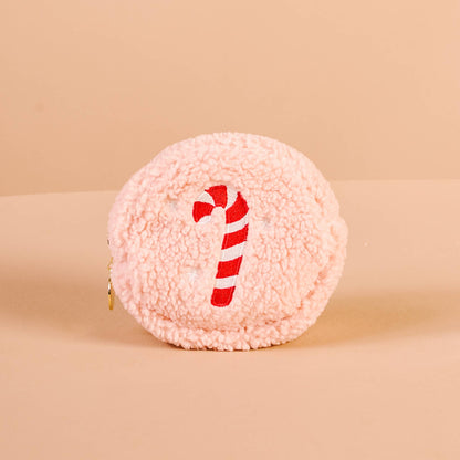 Circle Teddy Pouch-Candy Cane