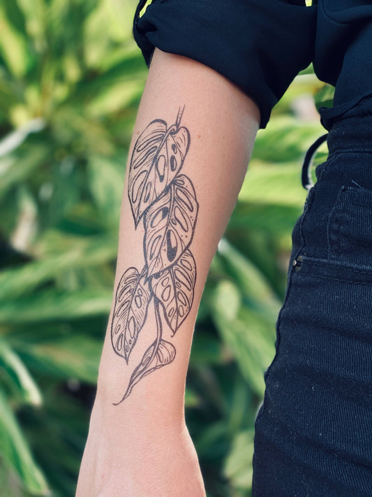 Monstera Vine Temporary Tattoo: 1-Pack