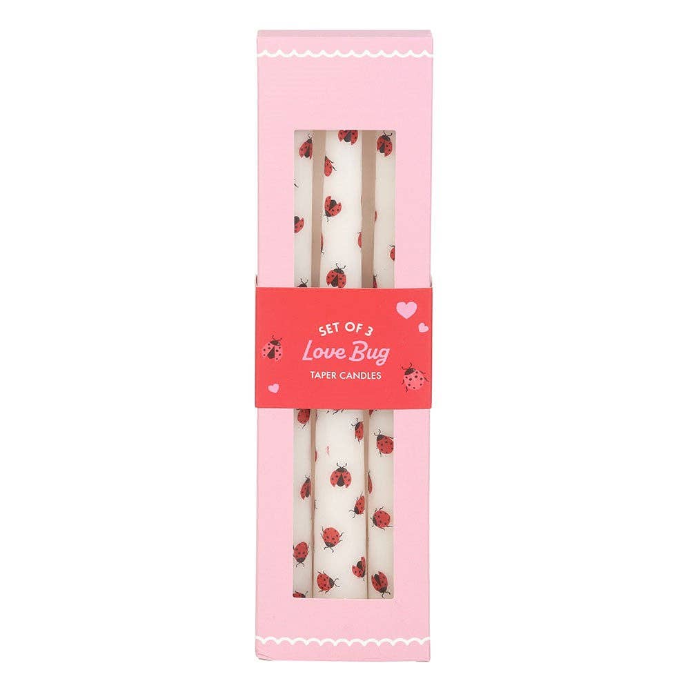 Set of 3 Love Bug Ladybug Taper Candles