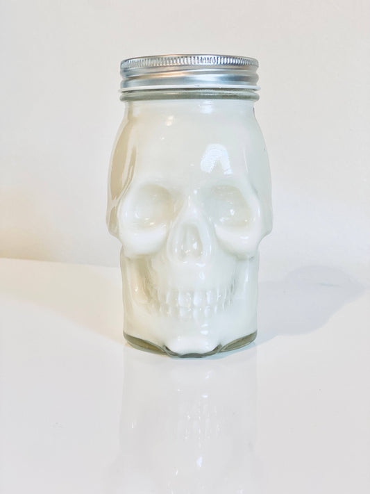 Skull Mason Jar Soy Candle - Fall Candles - Halloween Decor: Ghost Stories