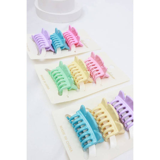 3-Pcs Mini Hair Claw Set: MIX COLOR / ONE