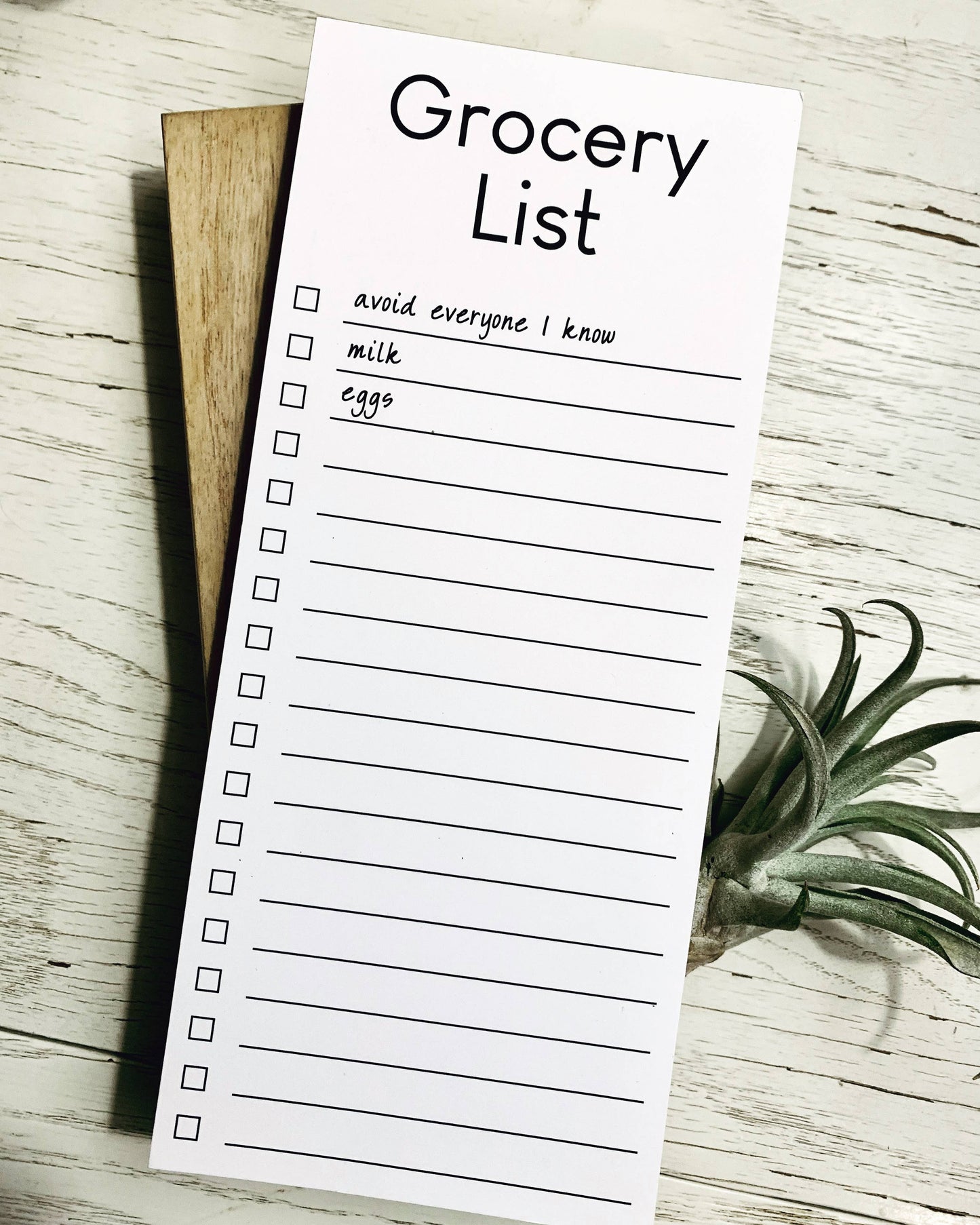 Grocery List | avoid everyone I know, milk, eggs list pad