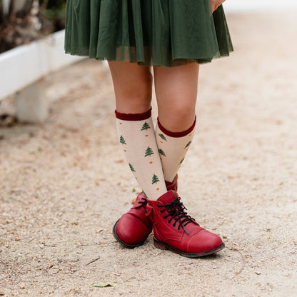 Tree Farm Scalloped Knee Socks: 7-10 YEARS