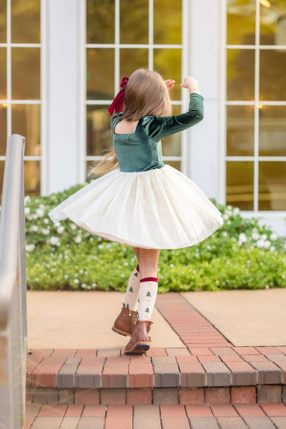 Tree Farm Scalloped Knee Socks: 7-10 YEARS