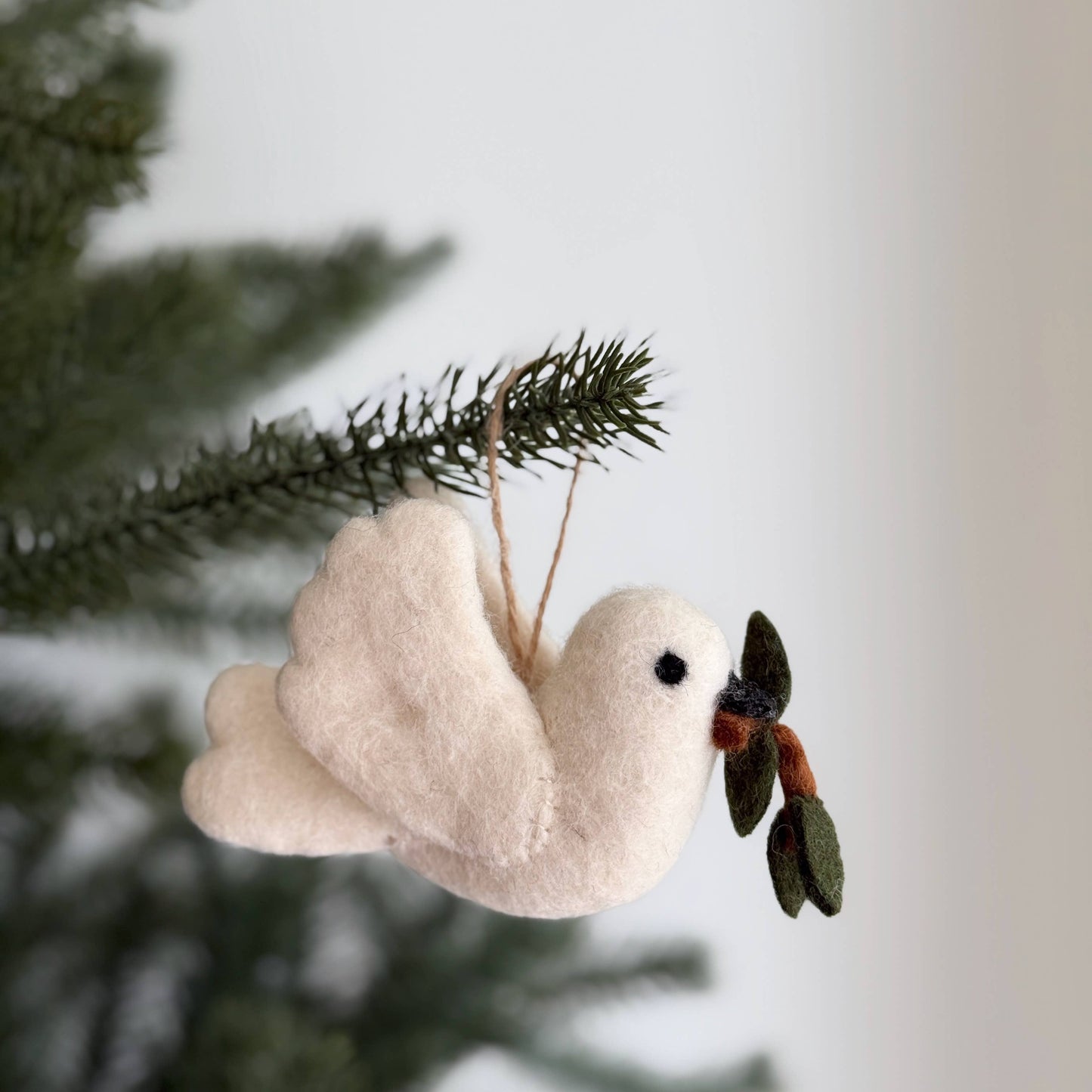 2025 Felt Dove With Olive Twig Ornament
