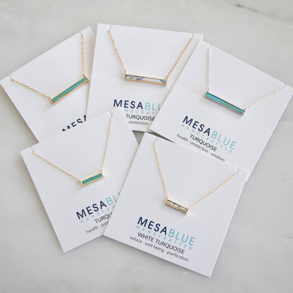 Turquoise, White Turquoise Bar Necklace: White Turquoise Gold Filled / 16 inches