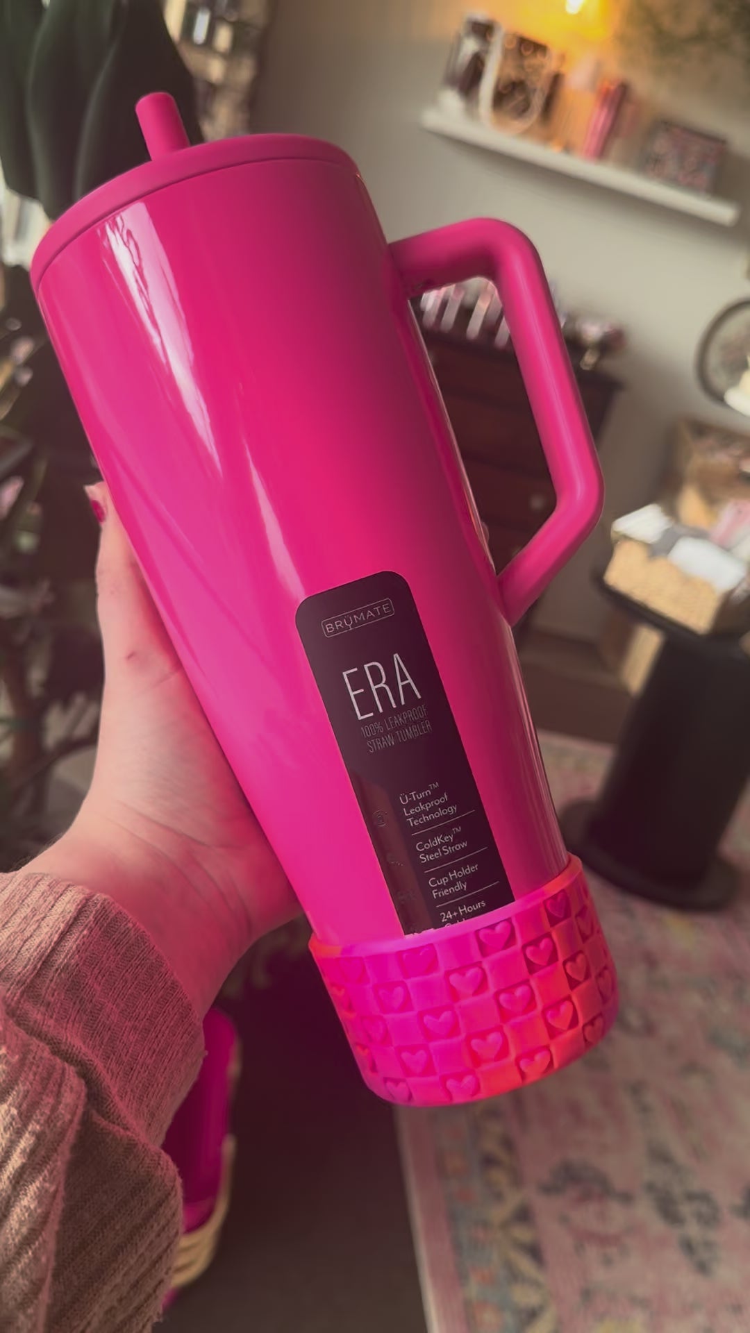 Checkered Hearts Tumbler Boots: Neon Pink & Orange